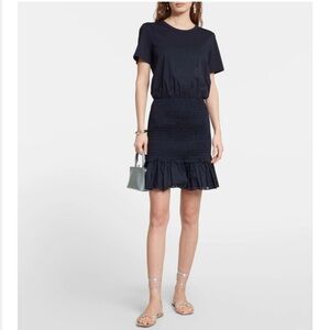 Veronica Beard Aberdeen Cotton
Smocked Mini Dress Navy Blue Size
M